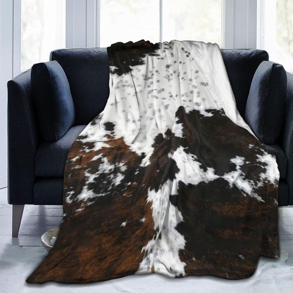 Фланелевое одеяло с принтом коровьей шкуры, Фланелевый плед с принтом коровьего меха, Подарок для детей и взрослых, Мягкое флисовое одеяло для дивана, софы, кровати