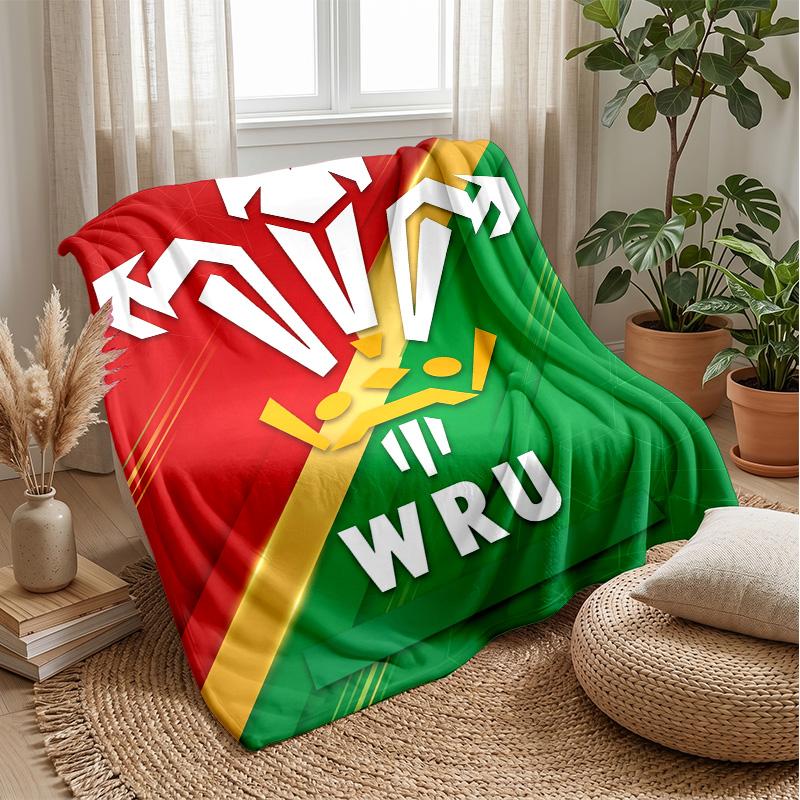 Wales Rugby Flannel Fleece Blanket Cozy Warm Throw Blanket For Couch Bed Travel All Season Use