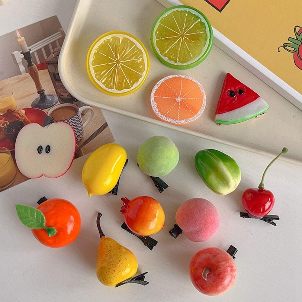 Peach Cute Hair Clip Cherry Simulation Fruit Hairpin Lovely Daily