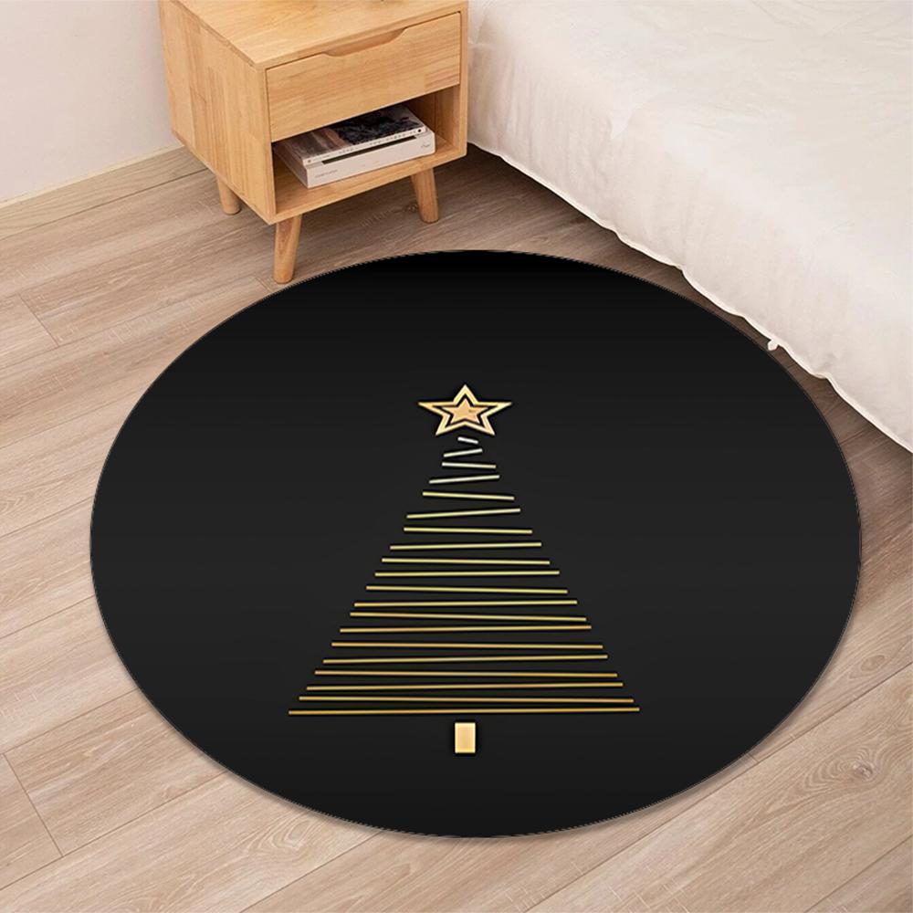 Christmas tree Printed Round Rug Carpet Chair Rug Area Rug Entryway Doormats,for Office Chair Living Room Bedroom Kitchen Room.