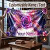 Floral Garden Theme Throw Blanket Custom Name Text Personalized Blanket Soft Cozy Blanket for Home Sofa Bed