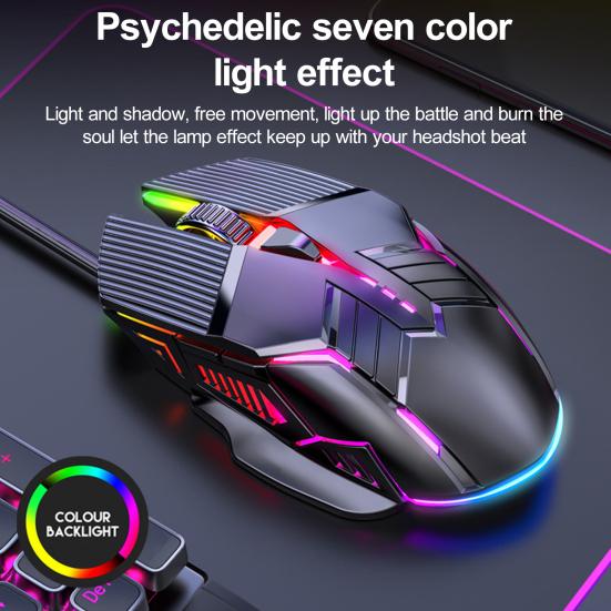 USB Проводная Мышь Крутая Семицветная Подсветка Игровая Мышь 3200DPI Регулируемая 6 Кнопок Эргономика Plug And Play Мыши для Ноутбука Компьютерная Периферия