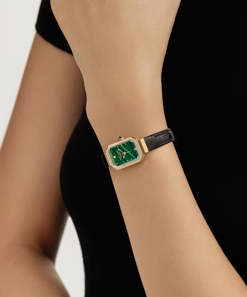 Lollalojeu Ms Lola Malachite Zirconia Women'S Leather Watch