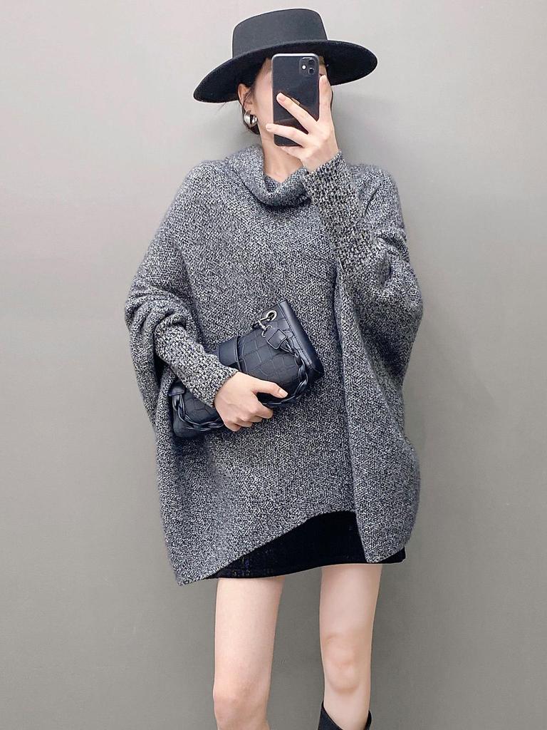 European Design High-End Women's Cashmere Batwing Cardigan - Irregular Knit, Fashionable and Lazy Style