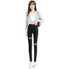 Summer New Black Small Feet Elastic High Waist Thin Nine-point Pencil Black Pants