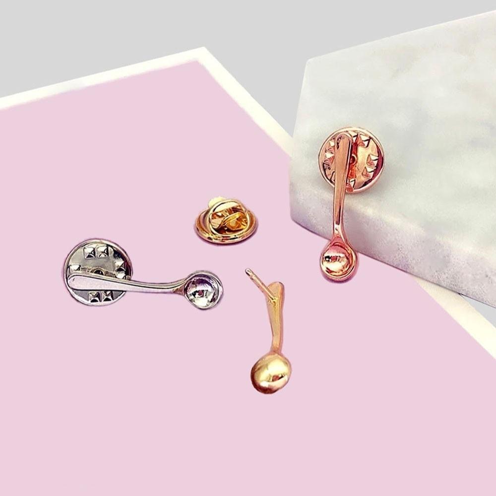 Small Size Coffee Spoon Lapel Pins Creative Metal Metal Badges New Spoon Brooch Denim Jackets