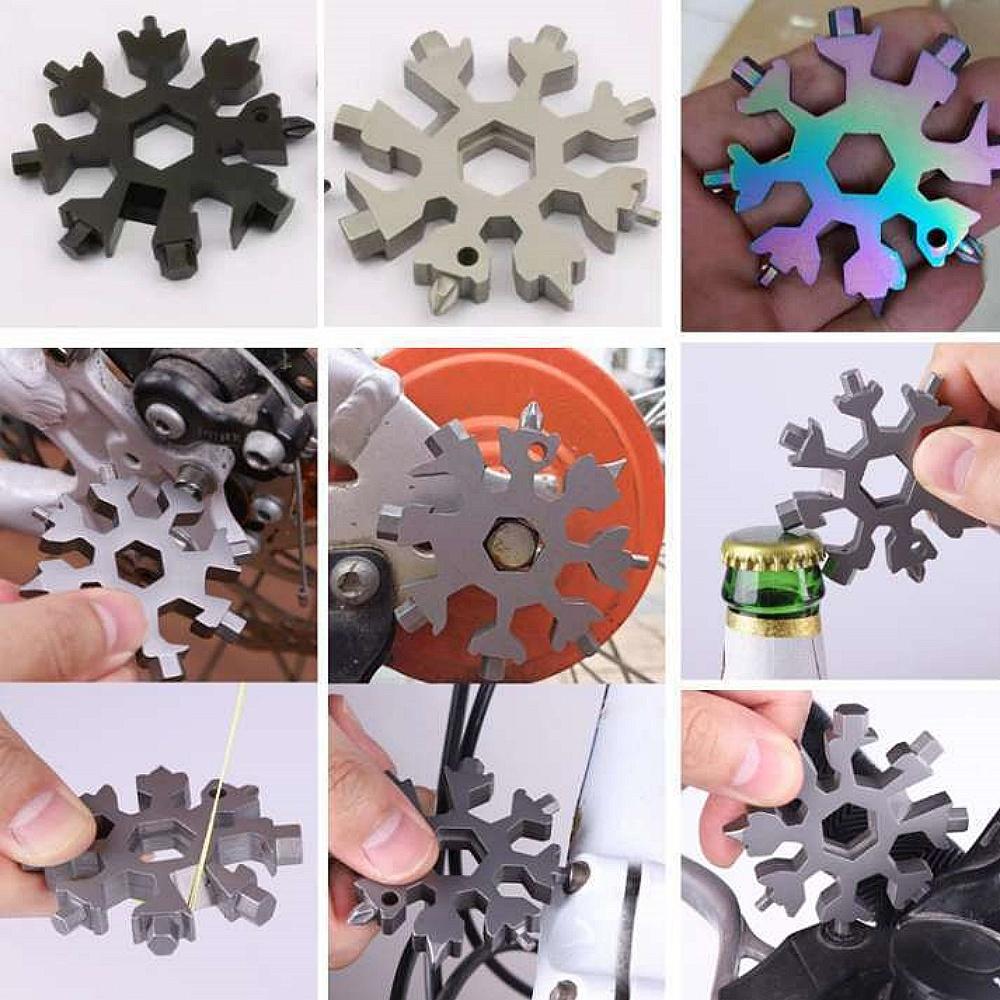 18-in-1 Stainless Snowflake Wrench Multi-Tool Popular Portable Steel Creative Outdoor Bicycle Repair Tool Open a Bottle