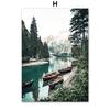 Wall Art Canvas Painting Green Lake Forest Snow Mountain Nordic Posters And Prints Wall Pictures For Living Room Home Decoration