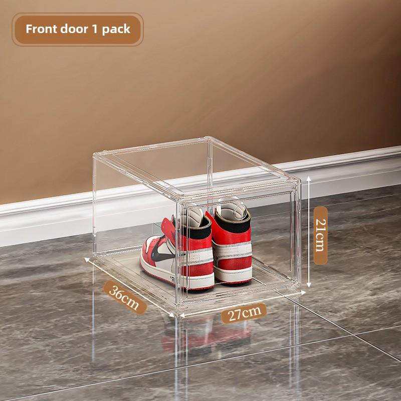 Large AJ Sneaker Organizer Box Thickened Transparent Shoe Box with Magnetic Closure Stackable Multi-Layer Shoe Storage Organizer