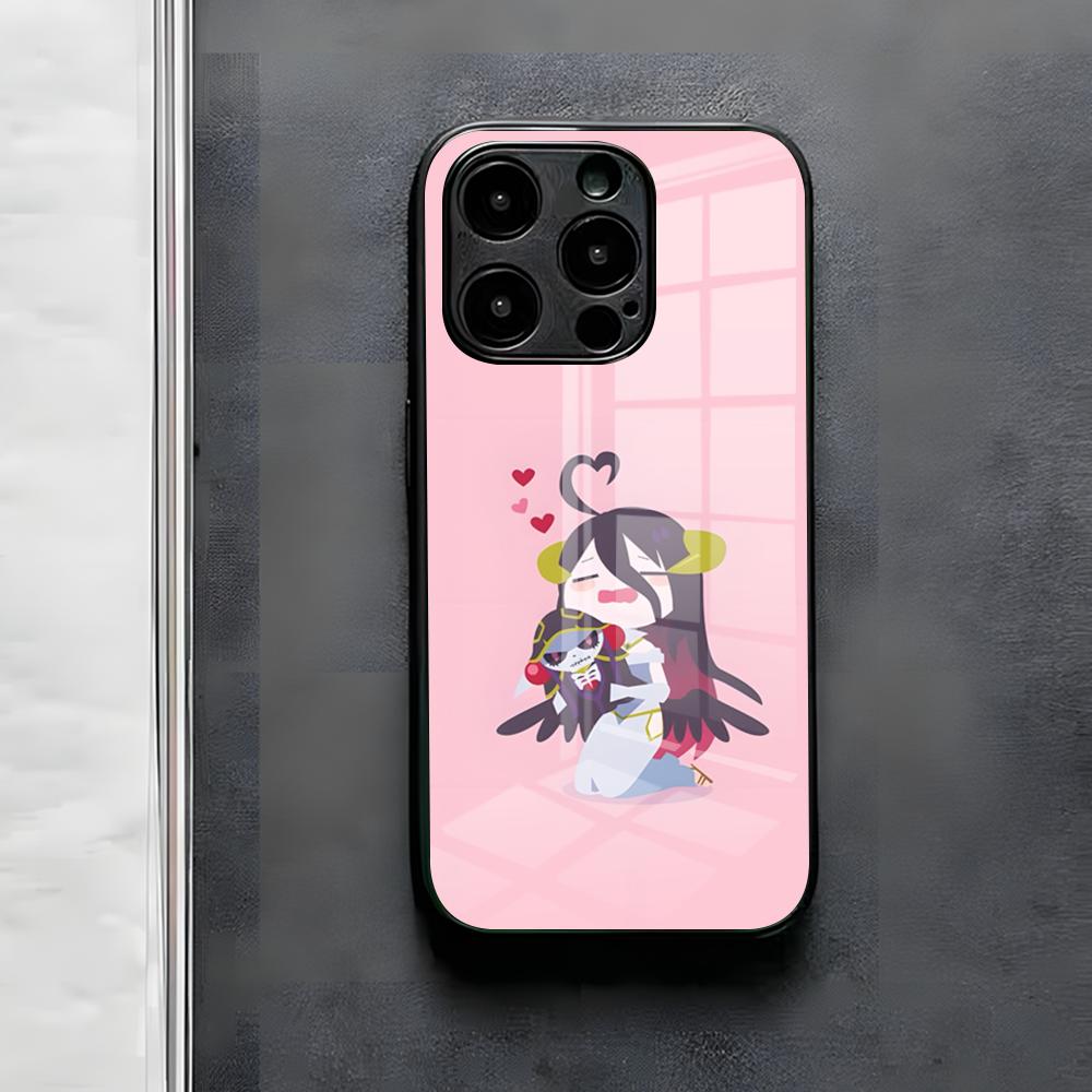Чехол для телефона Albedo Overlord для iPhone 17 Air 16 E Pro Max 15 14 13 Mini 12 Pro 11 Max Plus Черная стеклянная крышка
