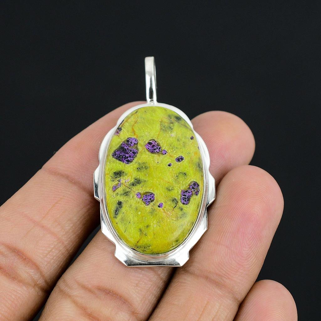 Атлантисит Драгоценный камень ручной работы Стерлинговое серебро 925 пробы Ювелирный кулон Овальный драгоценный камень Ювелирные изделия Кулон ручной работы Подвеска из натурального драгоценного камня для подарков