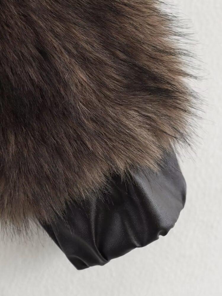 Женская мода 2024 года: Плюшевое пальто из искусственной кожи в европейском и американском стиле