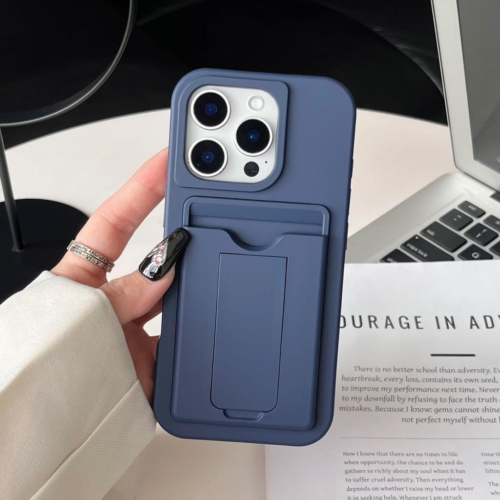 Держатель для карт подходит для чехлов для телефонов Apple 16pm с вставкой для карт, с IP14/15, с полным покрытием с эффектом кожи и противоударным защитным чехлом