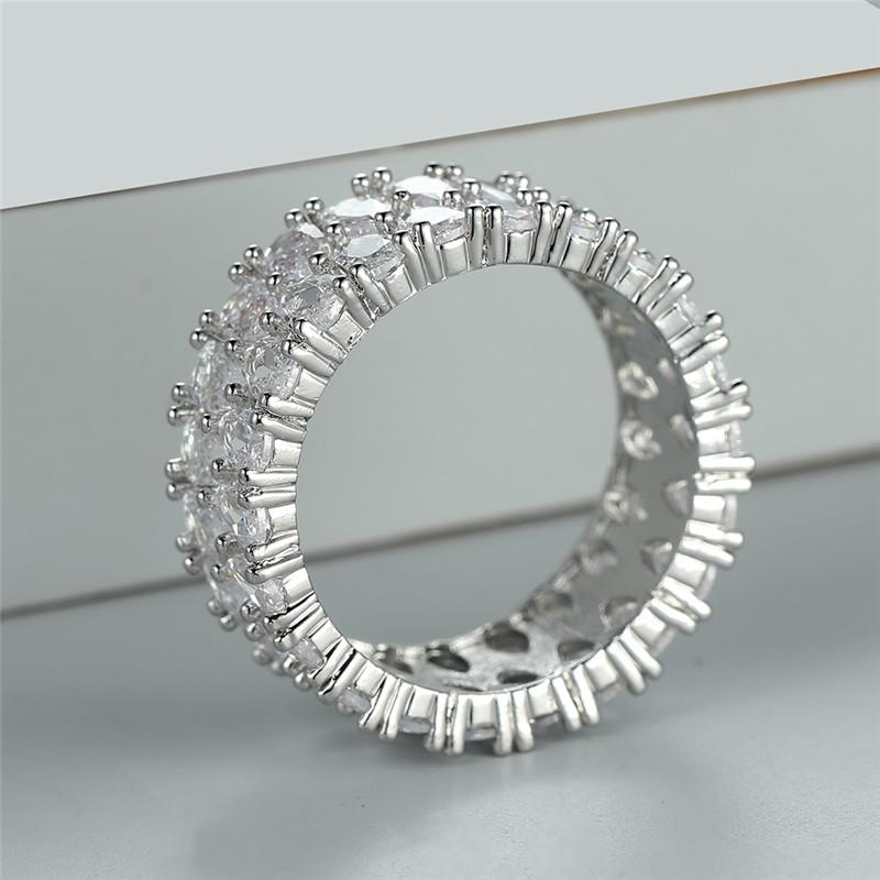 Модное серебряное кольцо с большим широким двухрядным кольцом из белого камня, роскошное обручальное кольцо с любовью, винтажные свадебные кольца с каплей воды