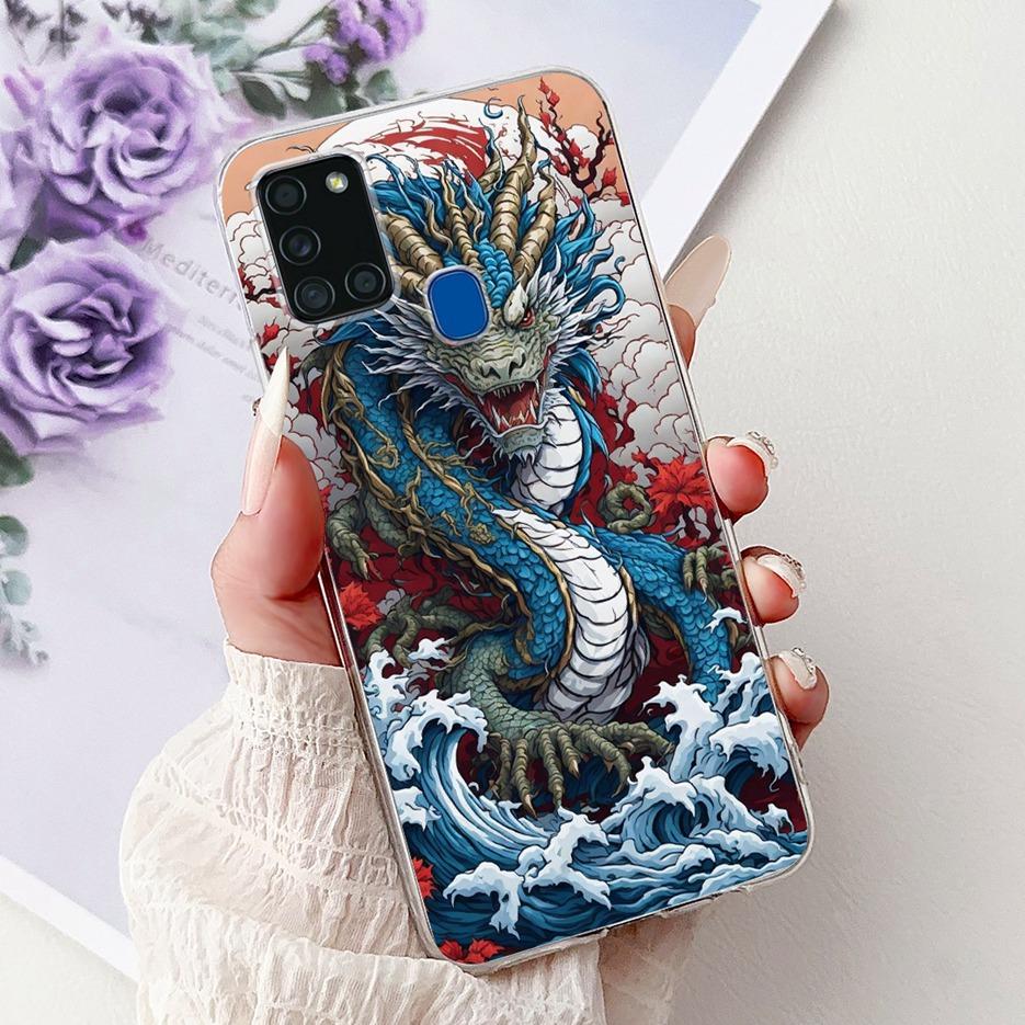 For Samsung Galaxy A21S Case SM-A217F Cute Lucky Koi Painted Cover Soft Slim Phone Case For Samsung A21s A217F Back Cover Bumper