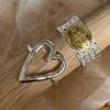 Heart Shaped Adjustable Retro Style Ring For Women With Trendy Gold And Silver Design