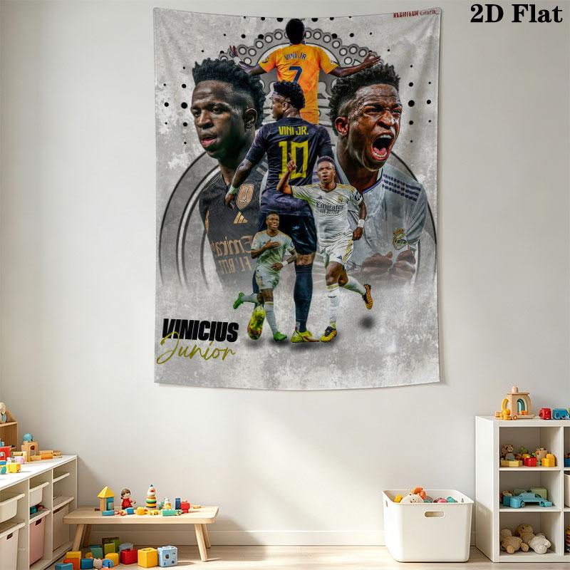 Vinicius Jr. Power  Wall Hanging Printed Fabric Blanket Decorative Tapestries for Bedroom Living Room Home Decor