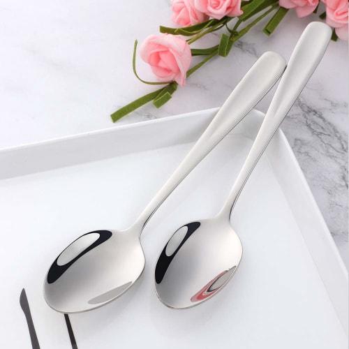 Buyer Star Dinner Spoons, Set of 6 Stainless Steel Spoons, 18.5cm, Stylish Stainless Steel with a Mirror Finish and Thick Walls, Ideal for Curry, Soup