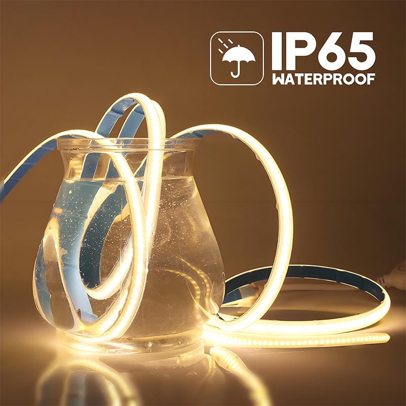 Светодиодная лента COB 220 В с клейкой основой, вилкой питания ЕС, RA 90, высокой плотности, водонепроницаемая IP65, гибкая светодиодная лента