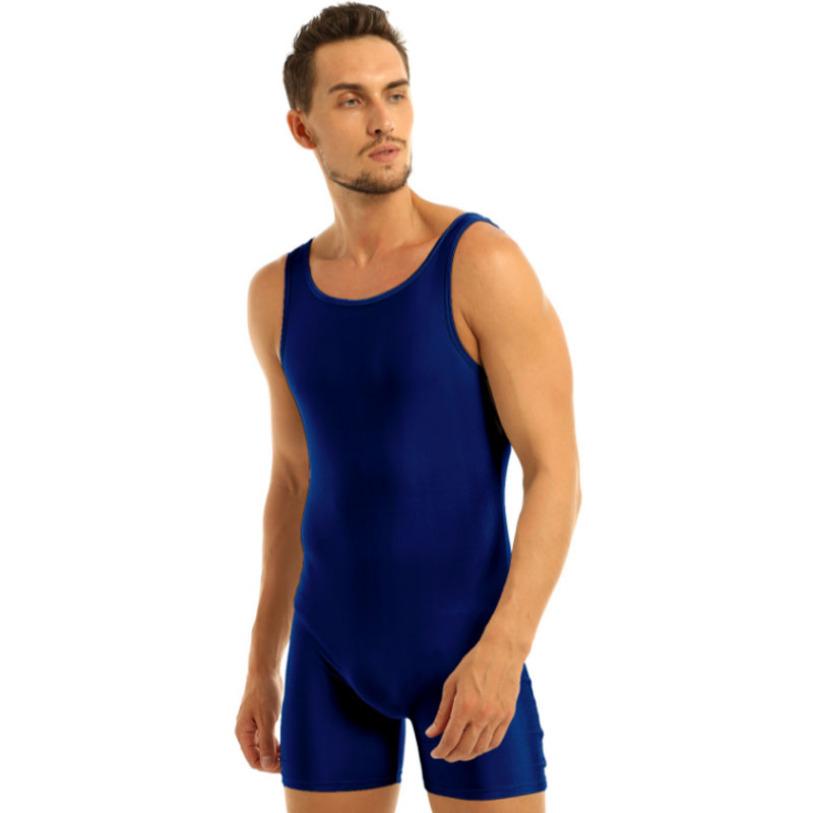 Мужской эластичный цельный комбинезон без рукавов для занятий спортом в тренажерном зале, танцевальный велосипедный комбинезон