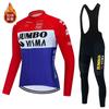 Warm Fleece-Lined Windproof Waterproof Cycling Jersey Set Mountain Bike Road Riders Winter