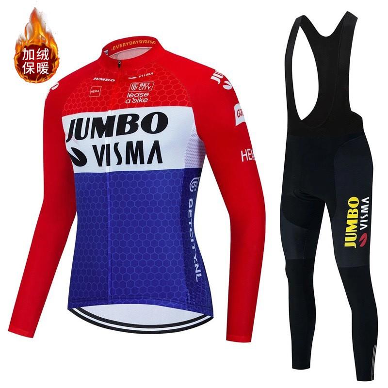 Warm Fleece-Lined Windproof Waterproof Cycling Jersey Set Mountain Bike Road Riders Winter