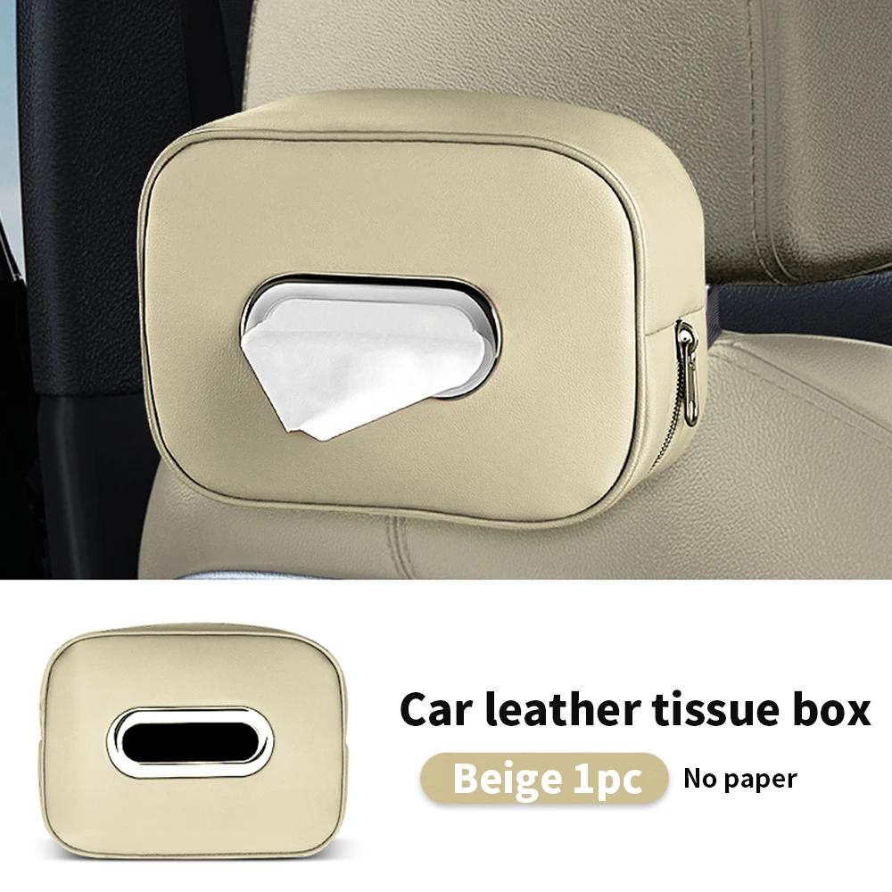 2025Car Tissue Box Holder Microfiber Leather Car Center Console Armrest Napkin Box Sun Visor Backseat Tissue Case with Fix Strap