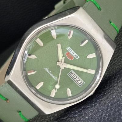 ЯПОНИЯ 6309A ВИНТАЖНЫЕ МУЖСКИЕ АВТОМАТИЧЕСКИЕ ЧАСЫ SEIKO 5 С ЗЕЛЕНЫМ ЦВЕТОМ ЦИФЕРБЛАТА a701343-5