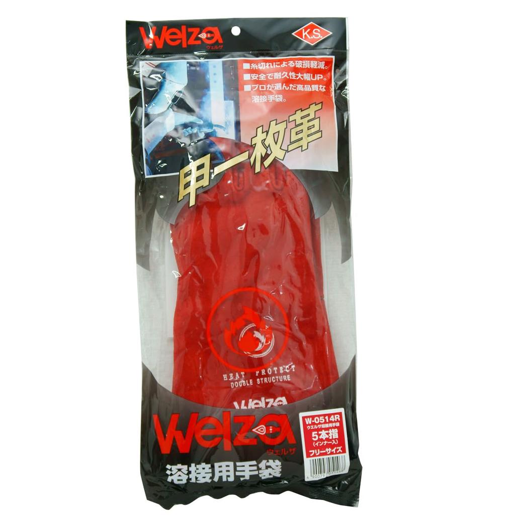 Kashiwada Seisakusho Welza Free Five-Finger Gloves, Red, Size, W-0514R