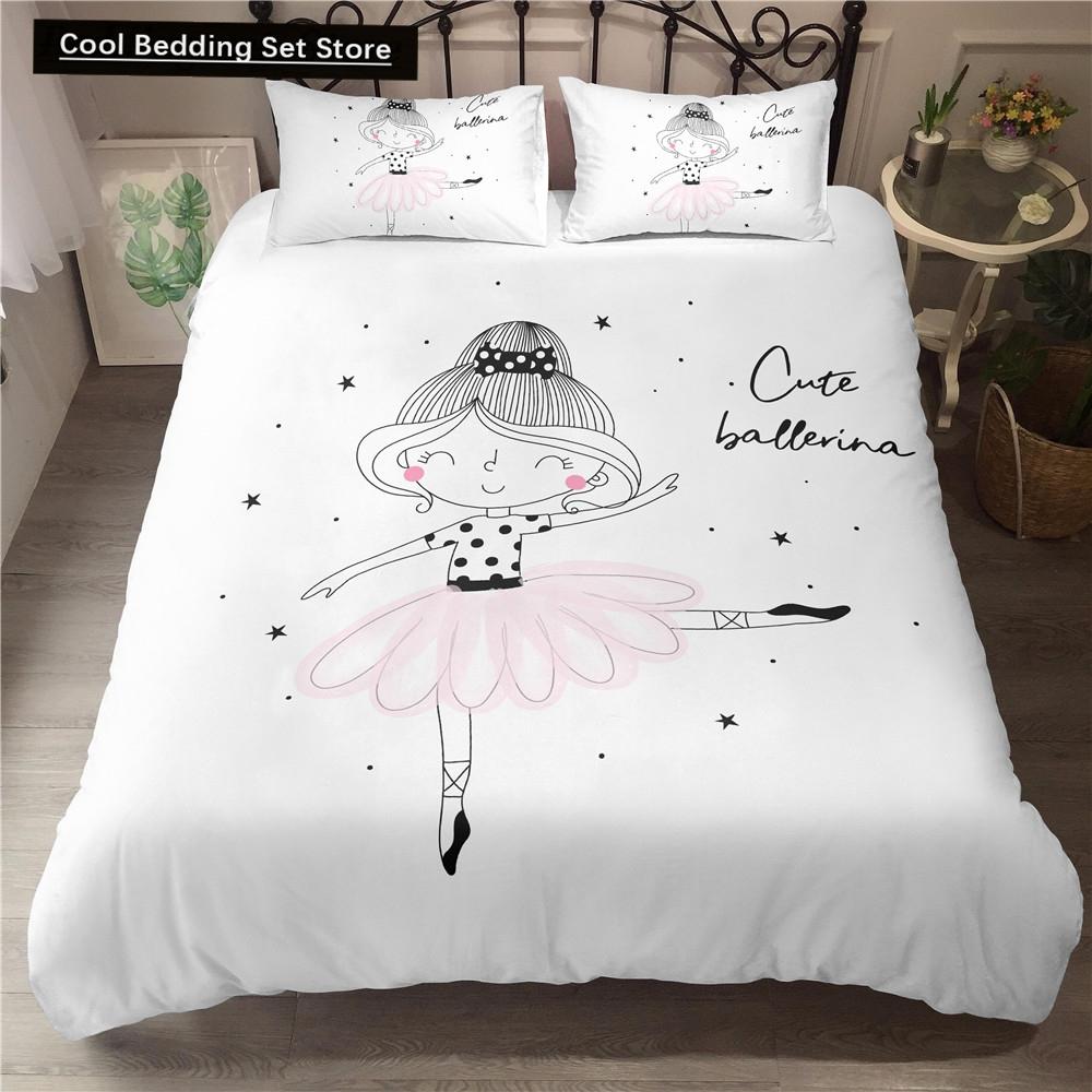 Мультяшный балетный танцующий девочка пододеяльник комплект постельного белья в стиле принцессы для двоих детей для девочек скандинавский покрывало для кровати полный двуспальный размер Queen King