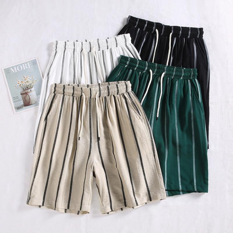 Мужские летние шорты, повседневные модные шорты в полоску с эластичной резинкой на талии больших размеров для мужской одежды