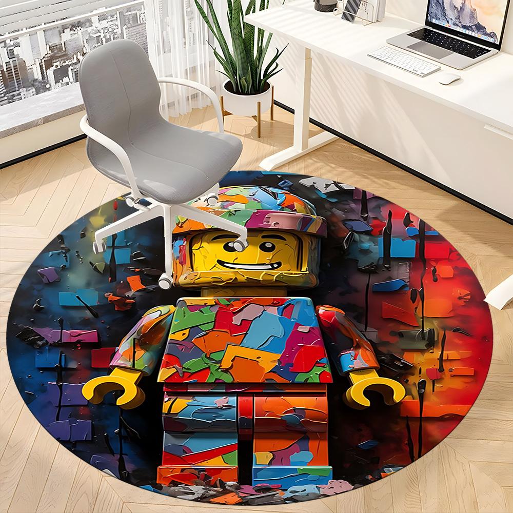 1 шт. Круглый ковер Lego Art для офиса, коврик для помещений, подходит для офиса, под офисные стулья, спальни, гостиной, домашнего декора, декора комнаты