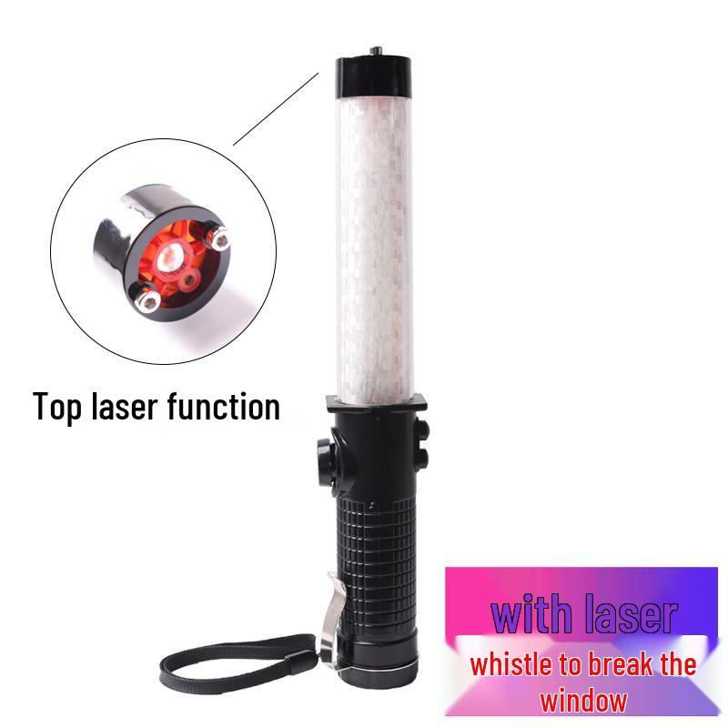 Anxiang 30CM Multifunctional Emergency Baton: Laser, Whistle, Buzzer, Window Breaker, Magnetic Light