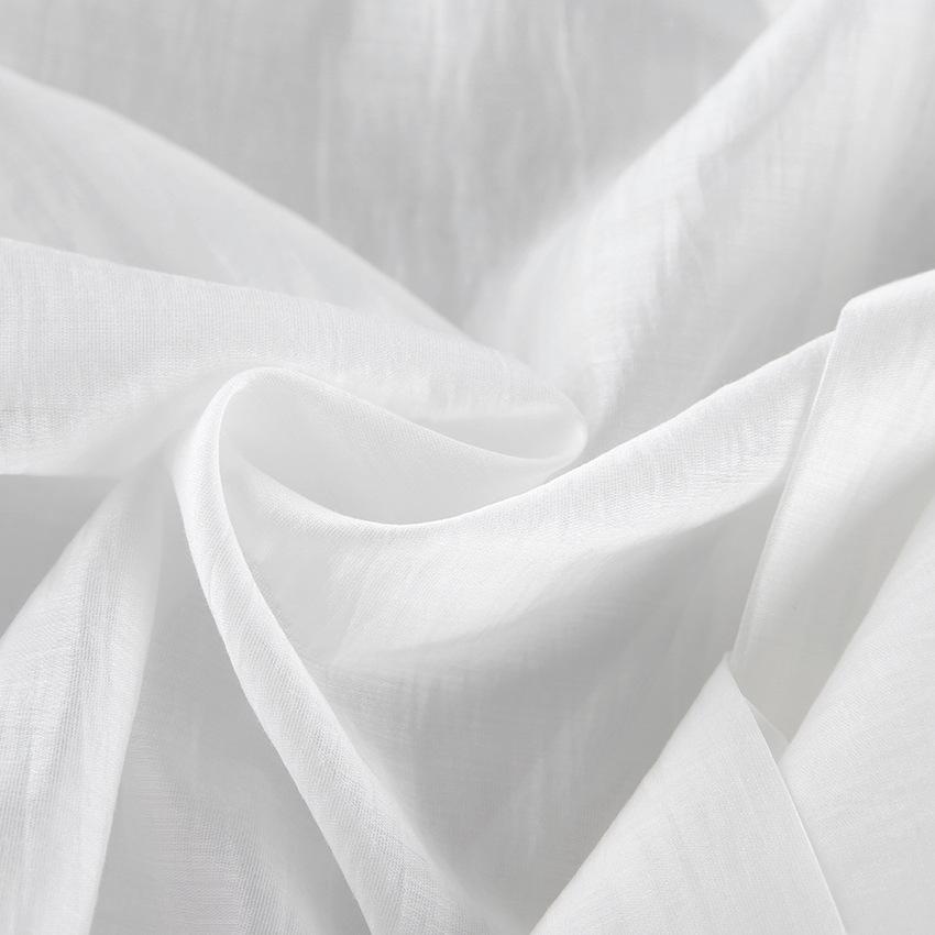 Sexy perspective Tencel streamer scarf collar long sleeve medium and long shirt women's lotus leaf sleeve European and American wholesale