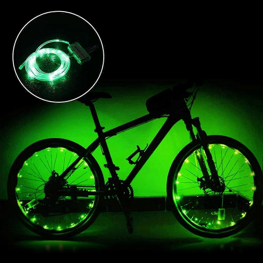 2 Tire Pack Led Bike Wheel Lights Ultra Bright Waterproof Bicycle Spoke Lights Green 25-26s