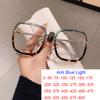 Fashion Blue Light Blocking Myopia Glasses 0 TO -6 Unisex Clear Lens Computer Goggles Ovesized Square Women's Spectacle Frames