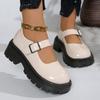 Модные лаковые туфли Мэри Джейн на толстой подошве Женские 2025 Платформа с ремешком на щиколотке Женские туфли-лодочки с круглым носком и высоким каблуком Лолита Женские