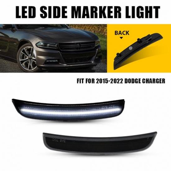 2015- Fit Dodge Front Marker Side Charger Fender Light LH+RH White Smoked