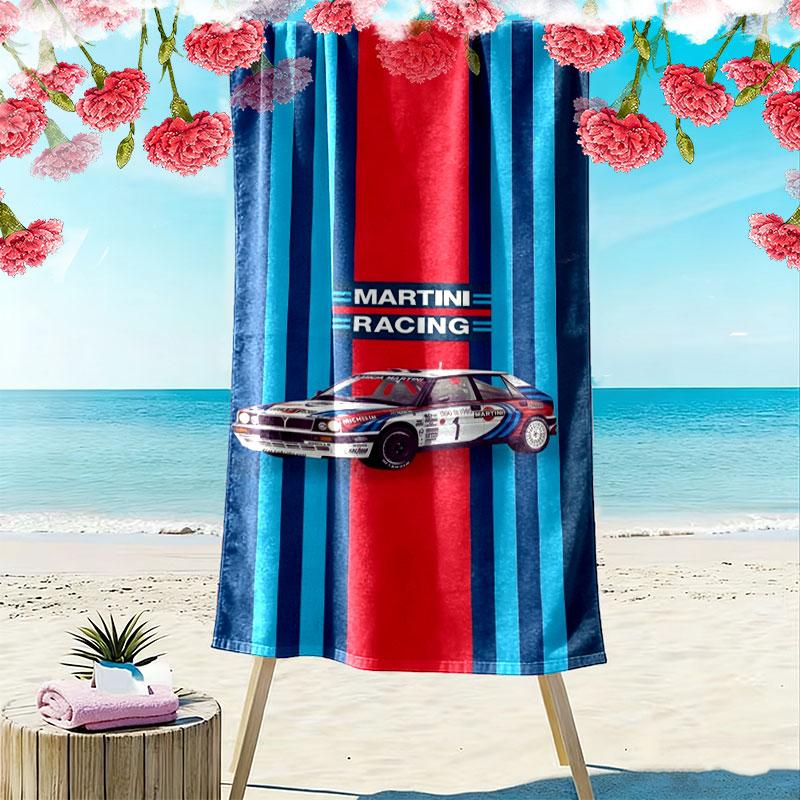 Martini Racing Print Beach Towel, Large Soft Quick Dry Towel for Beach Camping Swimming