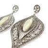 [J1239] - Silver Beige 'Sissi' Designer Earrings