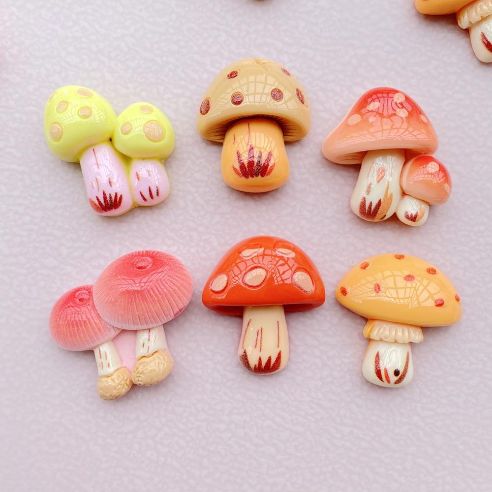 10 шт. Новые смоляные мультяшные грибы, серия, плоские кабошоны, скрапбукинг, сделай сам, аксессуары для украшения ювелирных изделий