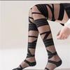 Японские чулки Лолита черно-белые бинты нити JK Uniform Cross Strap Long Over The Knee