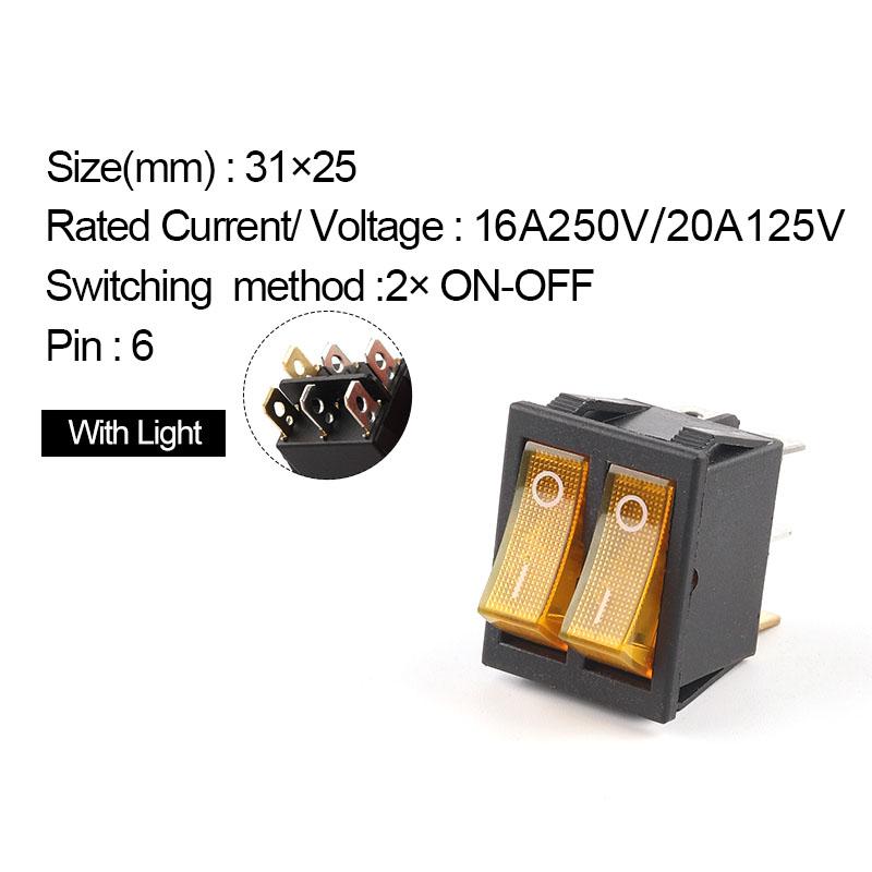 1 шт. двойной кнопочный переключатель света 31*25 мм 6-контактный 2/3-позиционный переключатель питания лодки ВКЛ-ВЫКЛ/ВКЛ-ВЫКЛ-ВКЛ 16A/250V 20A/125V KCD4