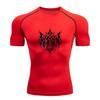 Men's Compression Fitness Sports T-shirt, Quick Dry Stretchy Athletic Shirt with Extreme Black Gothic Print for Workout