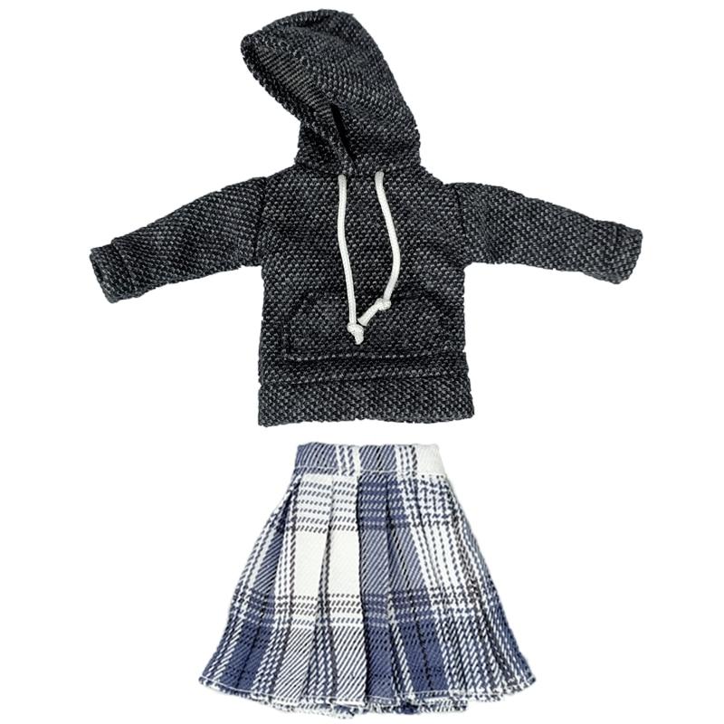 Модные толстовки с капюшоном, плиссированная юбка для куклы Барби, одежда, комплект одежды для студентов, 1/6 аксессуары для кукол, игрушки в подарок