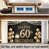 2D 60th Birthday Backdrop Black Gold Glitter - Party Decoration Photo Booth Background
