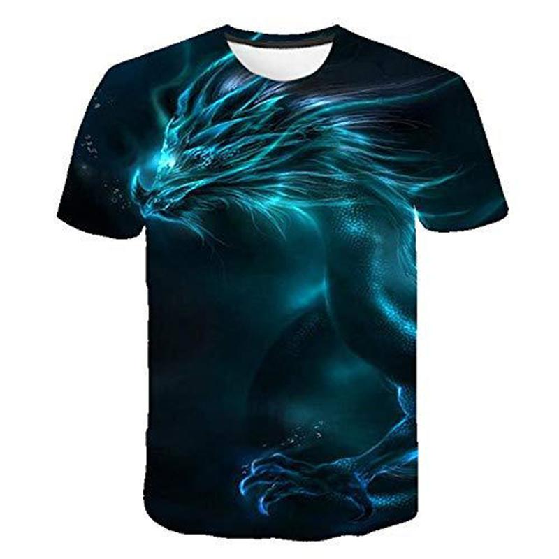 Весенне-летние топы, мужская одежда больших размеров, футболка с 3D принтом дракона, футболки с животными, топ с короткими рукавами и круглым вырезом, дышащие мужские рубашки