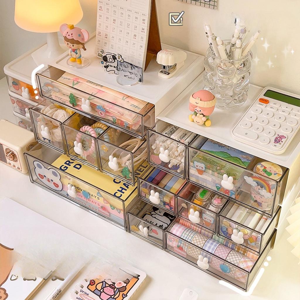 Милый ящик для хранения на рабочем столе, студенческий стол, прозрачная полка, косметика, канцелярские принадлежности