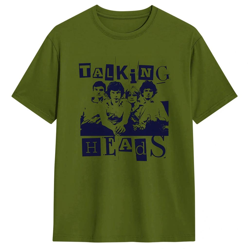 Funny Band Talking Heads Art TShirt for Unisex O Neck Pure Cotton T Shirts Short Sleeve Tee Shirt Adult Clothes