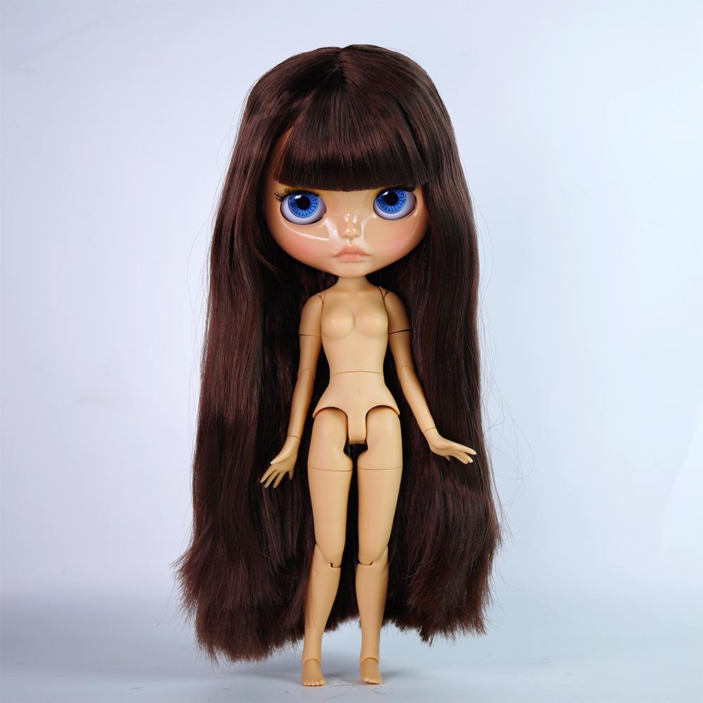 Icy Dbs Blyth Doll 19 Joints 30cm Body Bjd Doll Matte Face Glossy Face Tan Skin Beep Lips Hand-Painted Makeup Diy Hair Girl Gift